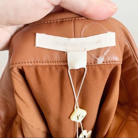 Jonathan Simkhai Tessa Vegan Leather Pants 2 Brown NWT - Picture 8 of 10
